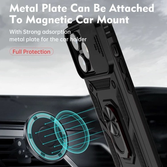 Iphone 14 Anti-slip Phone Case With Magnetic Ring Holder - Picture 6 of 8